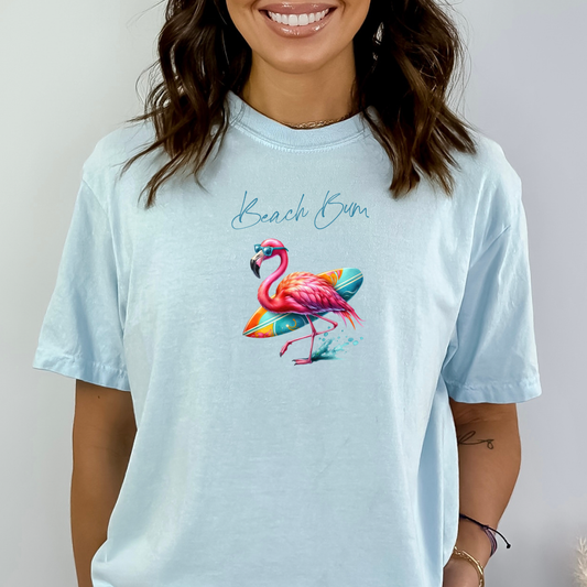 Beach Bum t-shirt - pink flamingo t-shirt - Comfort Colors flamingo shirt