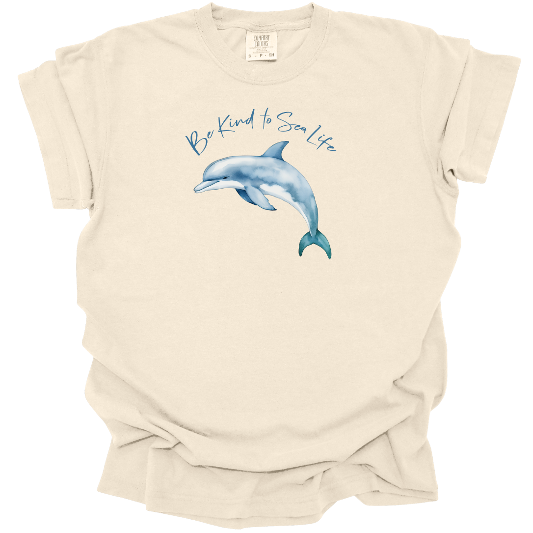 Be kind to sea life t-shirt - dolphin graphic t-shirt - Comfort Colors sea life shirt