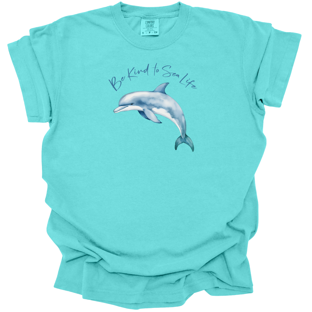 Be kind to sea life t-shirt - dolphin graphic t-shirt - Comfort Colors sea life shirt