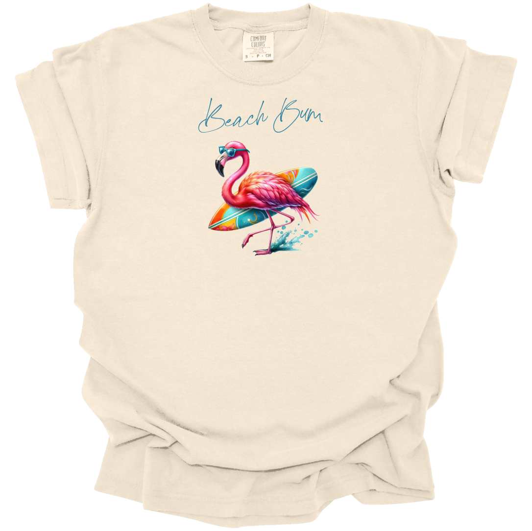 Beach Bum t-shirt - pink flamingo t-shirt - Comfort Colors flamingo shirt