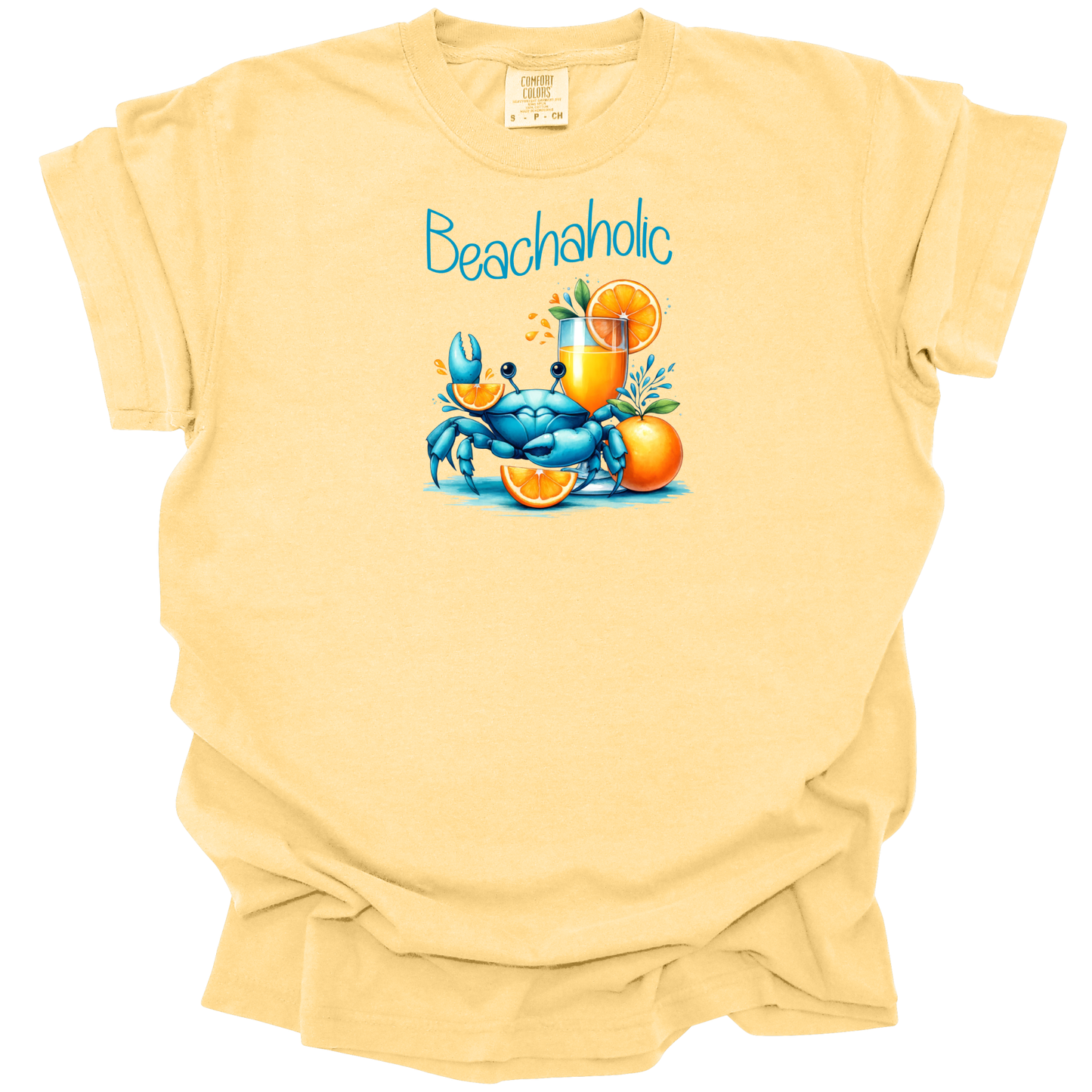 Beachaholic t-shirt - cute crab t-shirt - Comfort Colors beach tee - fun beach graphic shirt