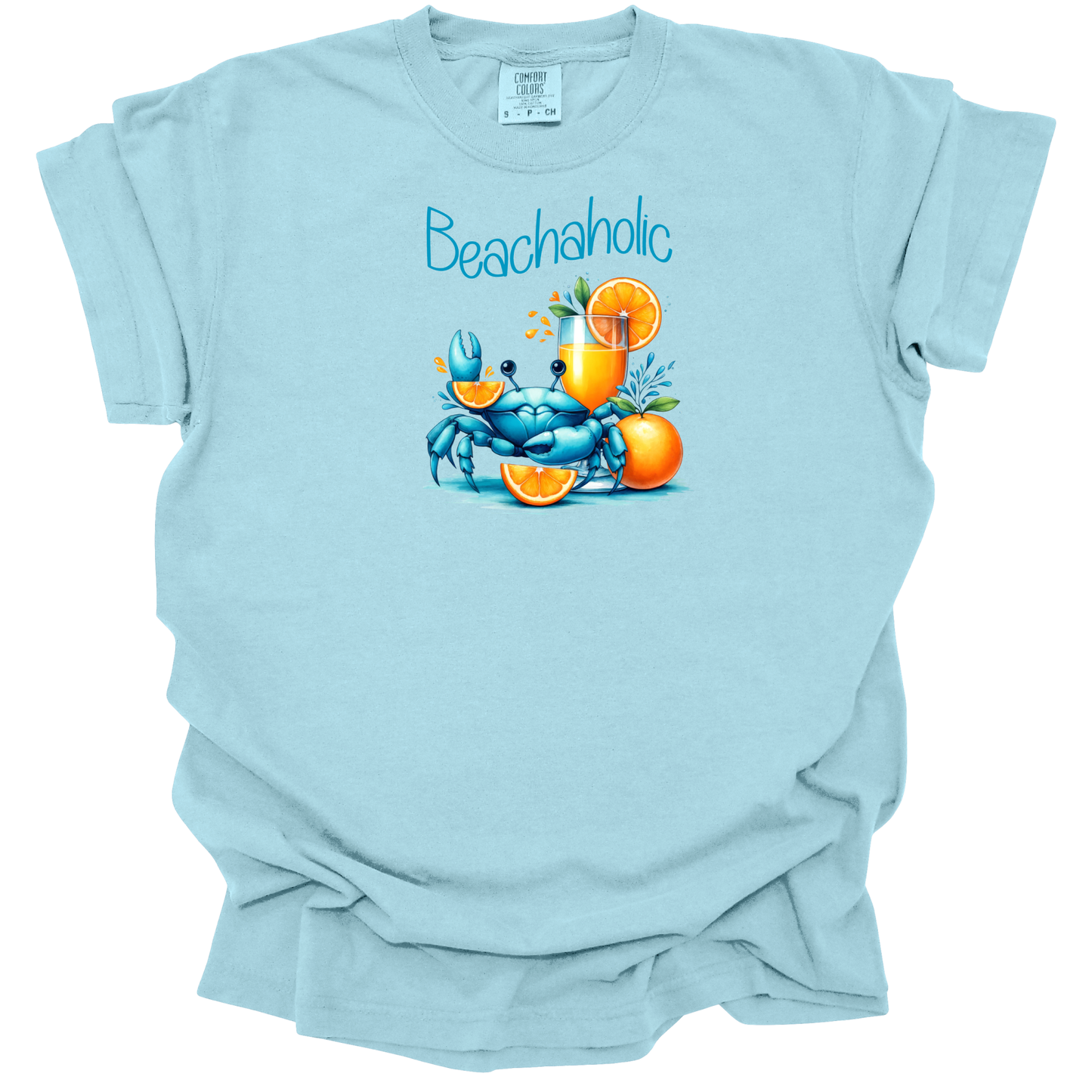 Beachaholic t-shirt - cute crab t-shirt - Comfort Colors beach tee - fun beach graphic shirt