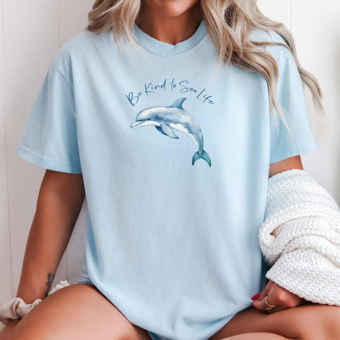 Be kind to sea life t-shirt - dolphin graphic t-shirt - Comfort Colors sea life shirt