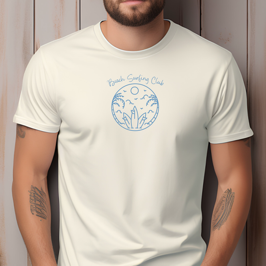 Beach surfing club t-shirt - minimalist surfboard t-shirt -Comfort Colors surf tee