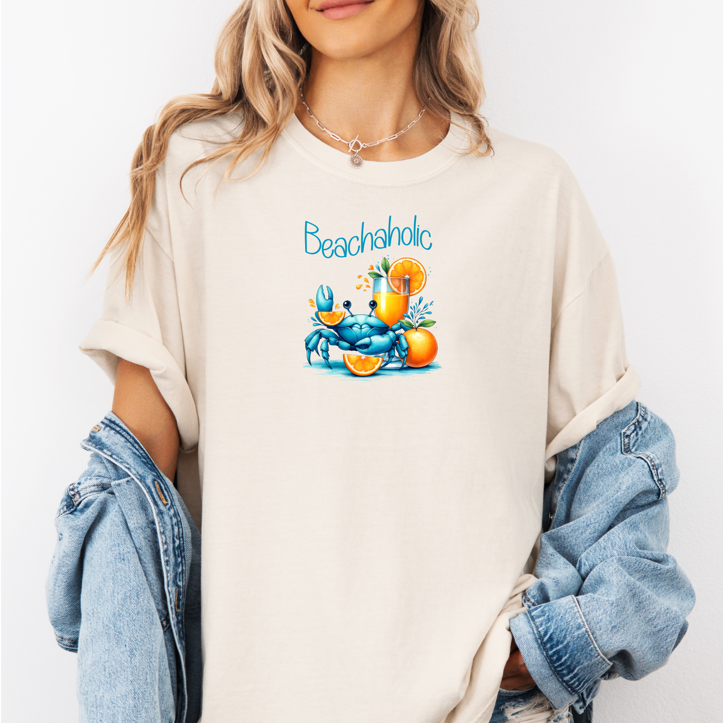 Beachaholic t-shirt - cute crab t-shirt - Comfort Colors beach tee - fun beach graphic shirt