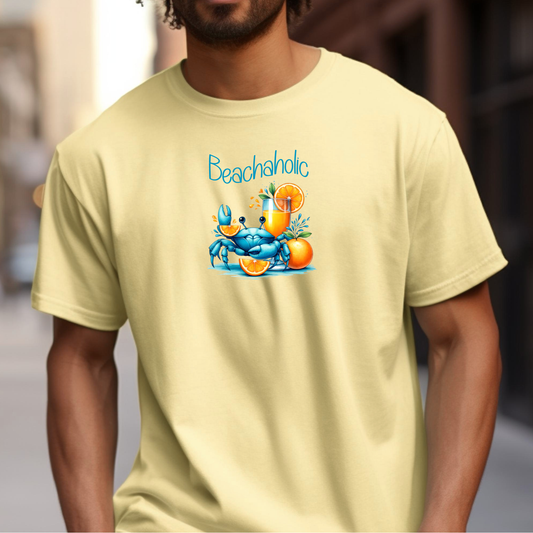 Beachaholic t-shirt - cute crab t-shirt - Comfort Colors beach tee - fun beach graphic shirt