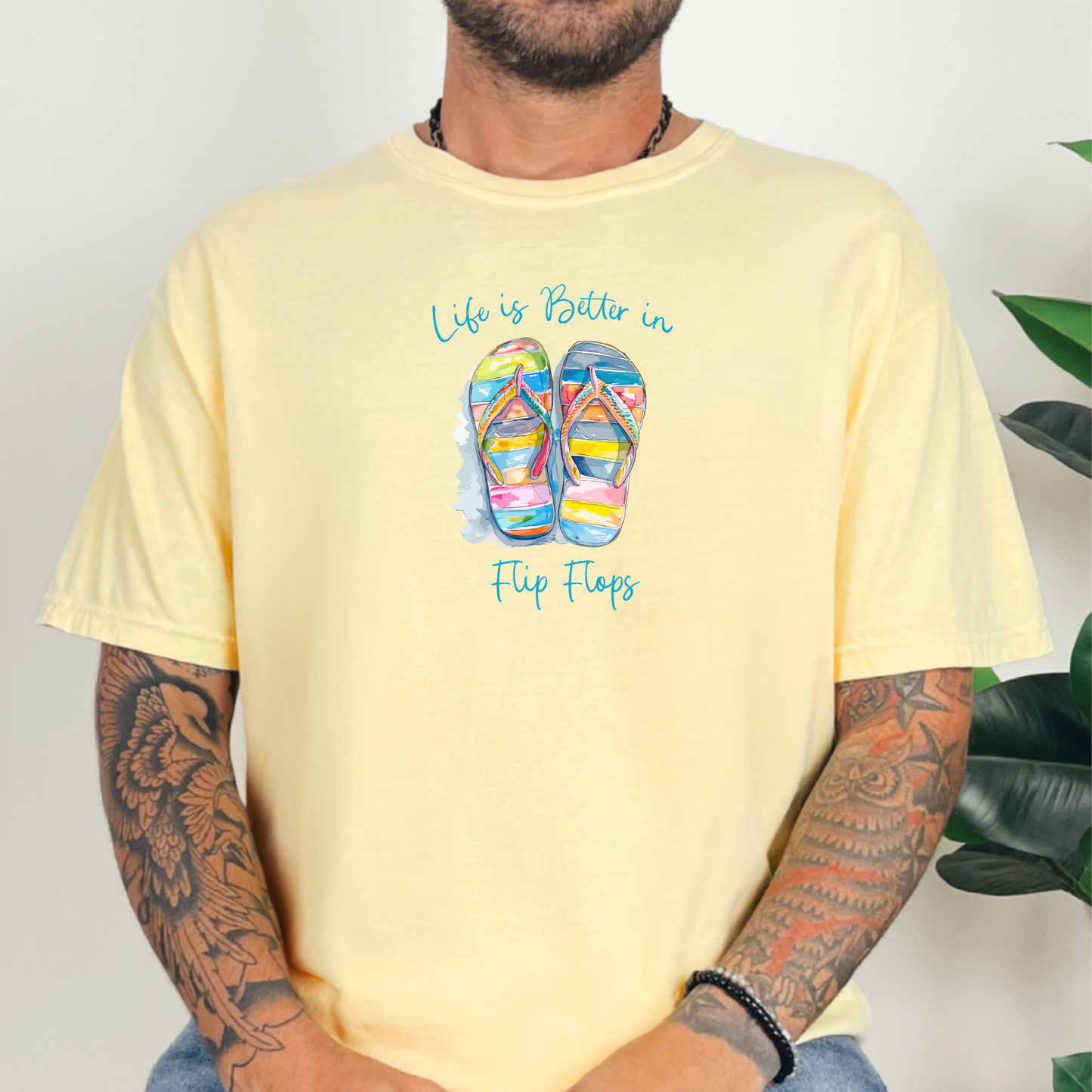 Life is better in flip flops t-shirt - colorful Comfort Colors tee - summer vibes shirt