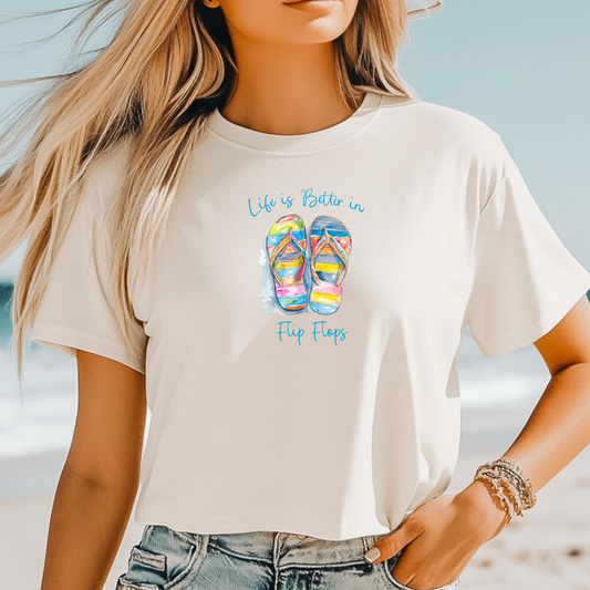 Life is better in flip flops t-shirt - colorful Comfort Colors tee - summer vibes shirt