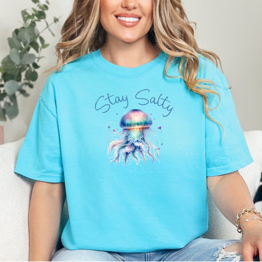 Stay Salty T-shirt - Colorful Jellyfish Design -  Comfort Colors Tee