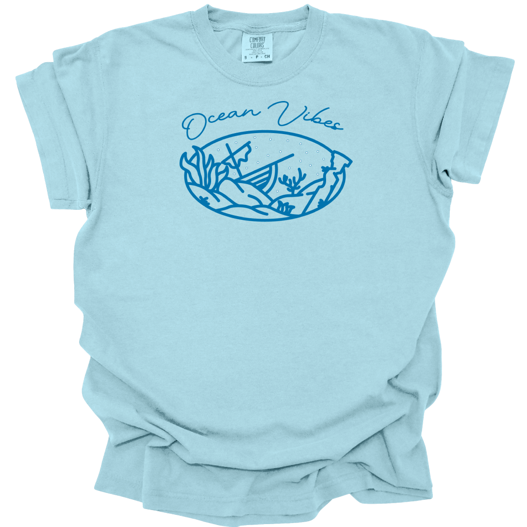 Ocean  Vibes T-Shirt Line Art Design - Men's Collection - Comfort Colors