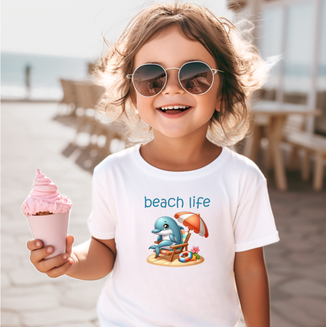 Toddler Tee - Beach Life - Cute Dolphin Graphics - 2T-6