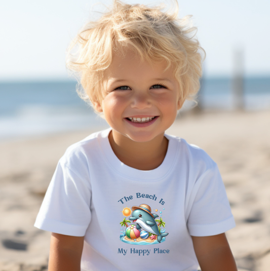 Toddler's Beach Themed Tee - 'The Beach Is My Happy Place'