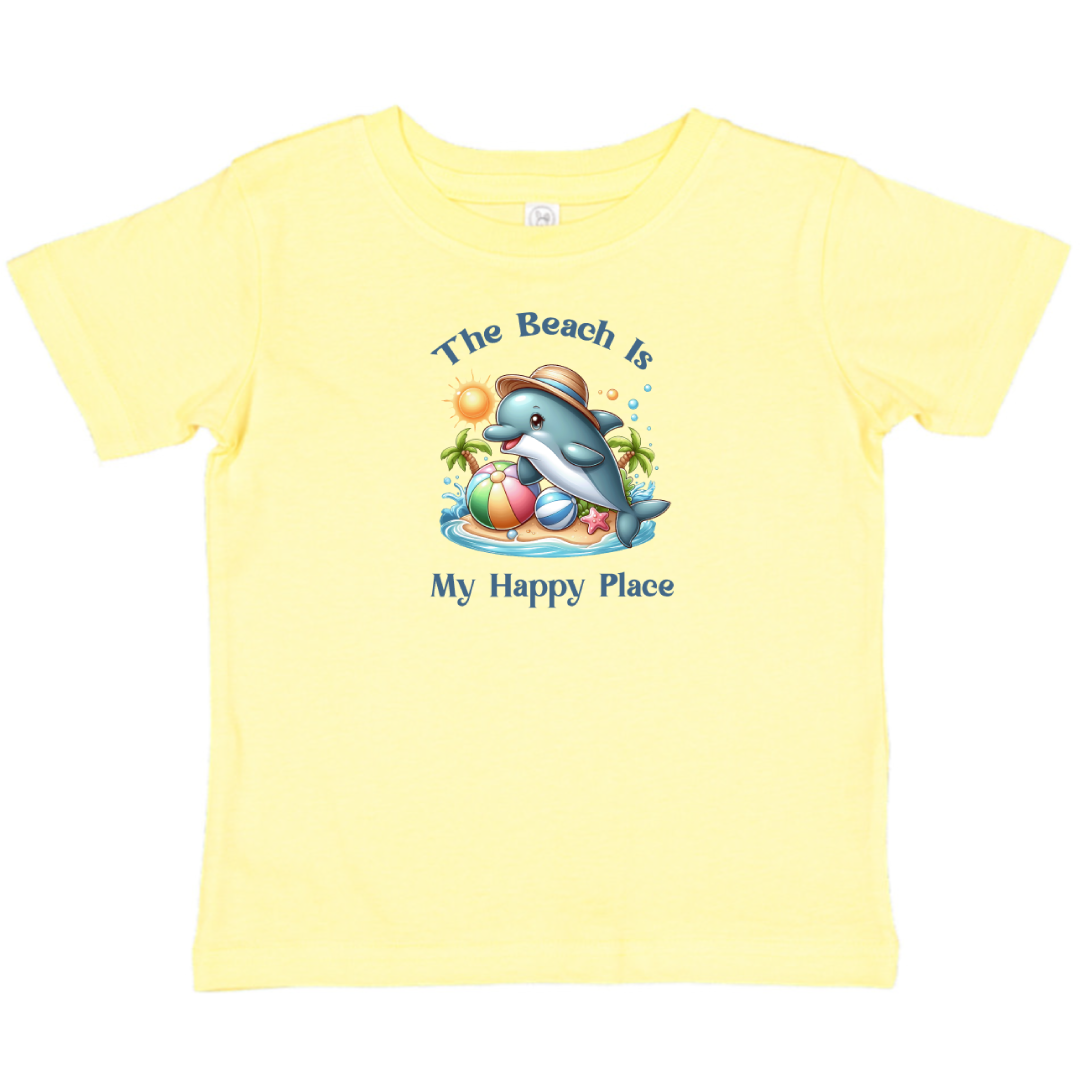 Toddler's Beach Themed Tee - 'The Beach Is My Happy Place'