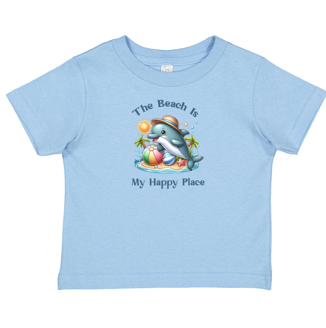 Toddler's Beach Themed Tee - 'The Beach Is My Happy Place'