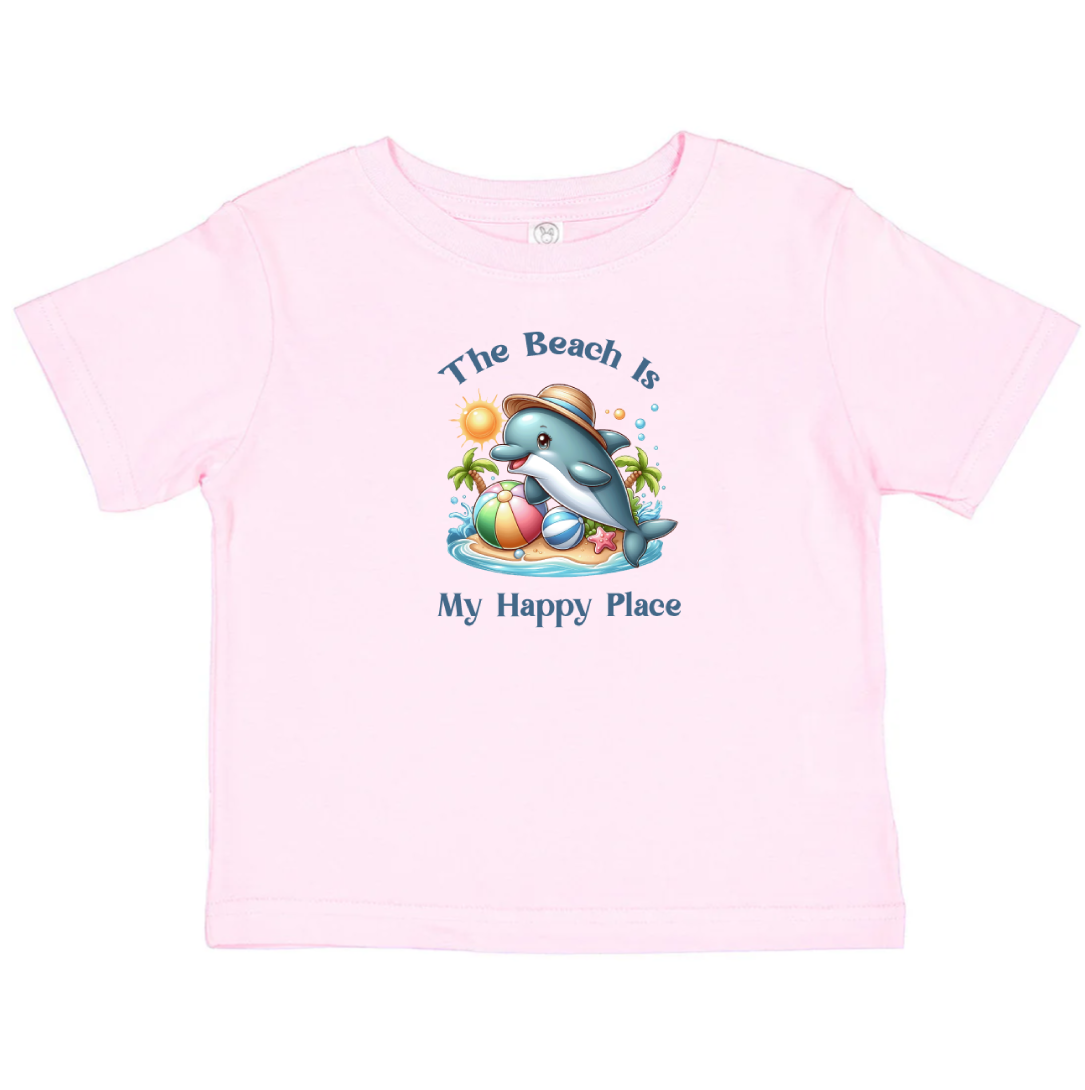 Toddler's Beach Themed Tee - 'The Beach Is My Happy Place'