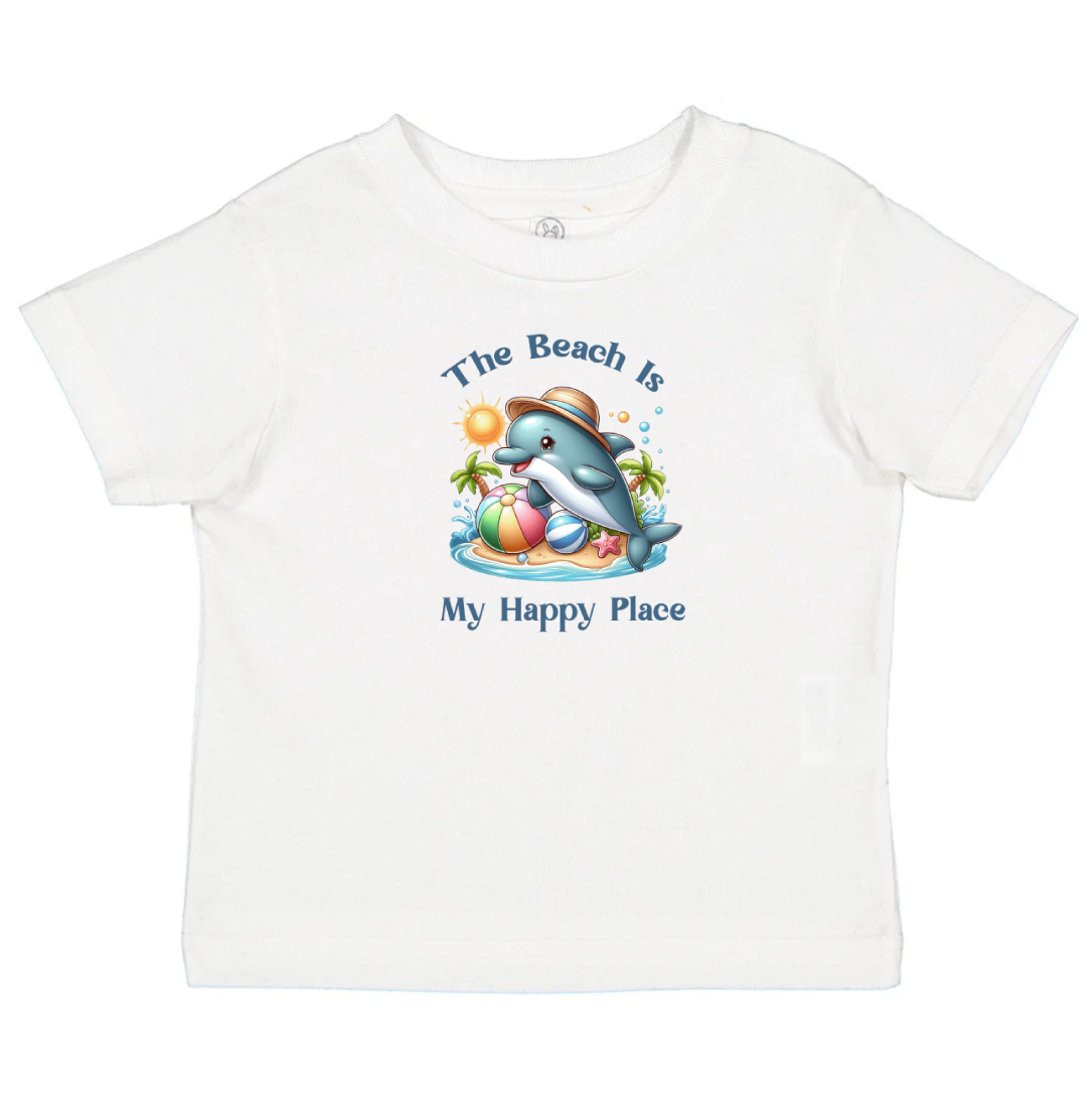 Toddler's Beach Themed Tee - 'The Beach Is My Happy Place'