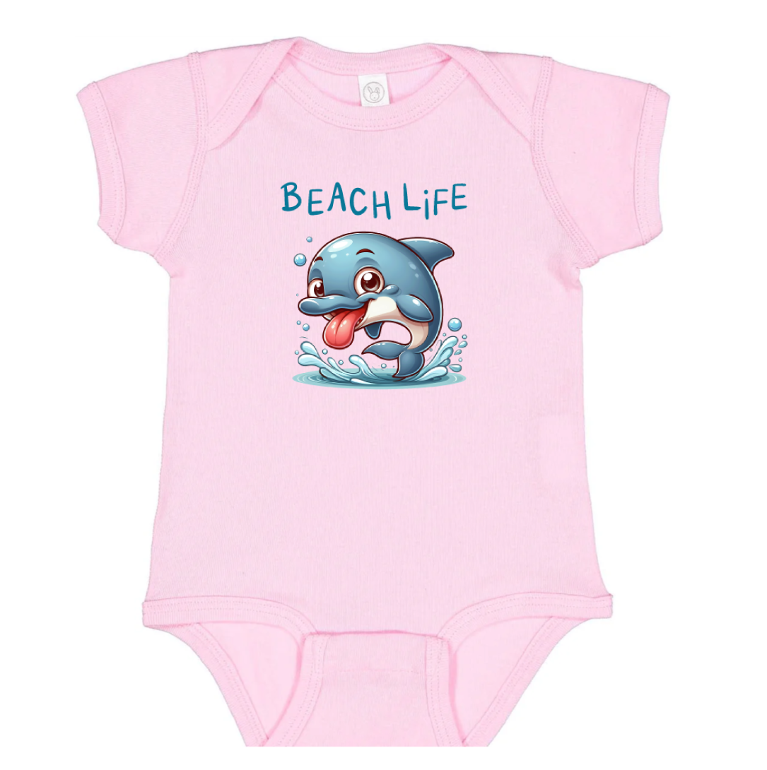 Infant Bodysuit - Beach Life - Funny Dolphin Sublimation Art - NB-24 Months