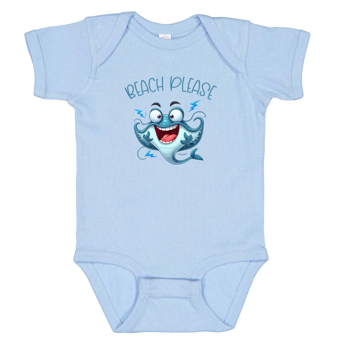 Beach Please Infant Bodysuit - Cute Stingray Graphics - NB-24 Months