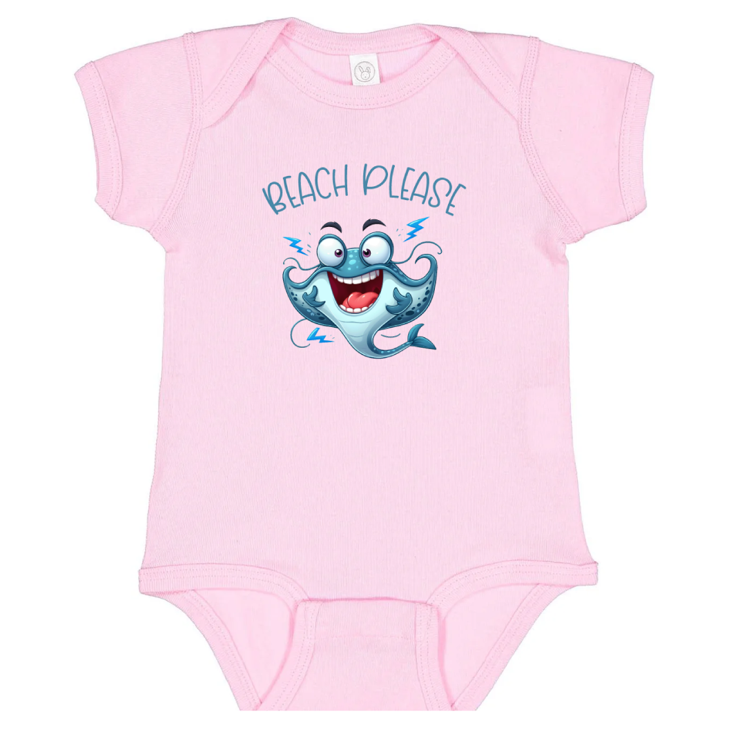 Beach Please Infant Bodysuit - Cute Stingray Graphics - NB-24 Months