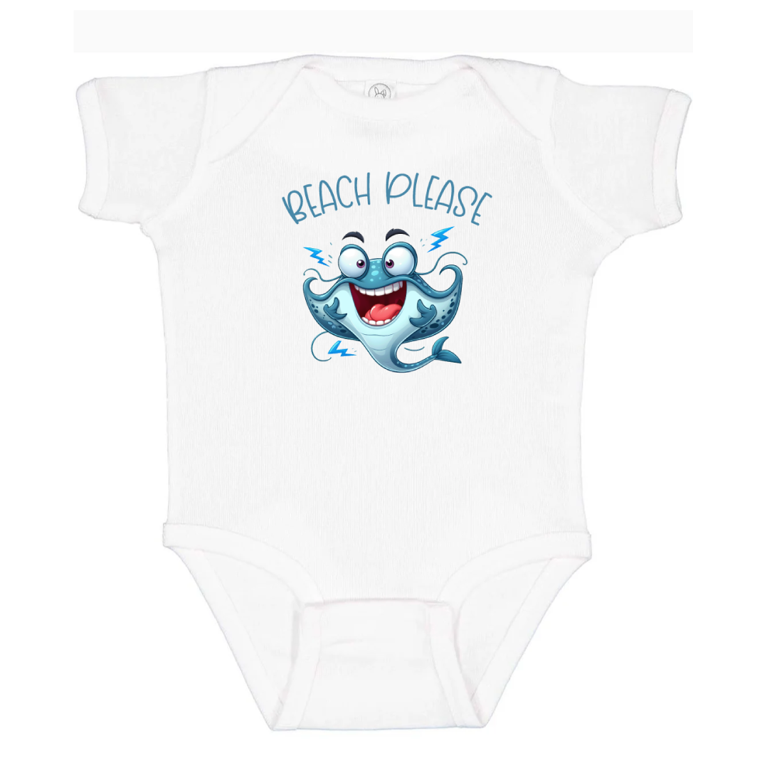 Beach Please Infant Bodysuit - Cute Stingray Graphics - NB-24 Months