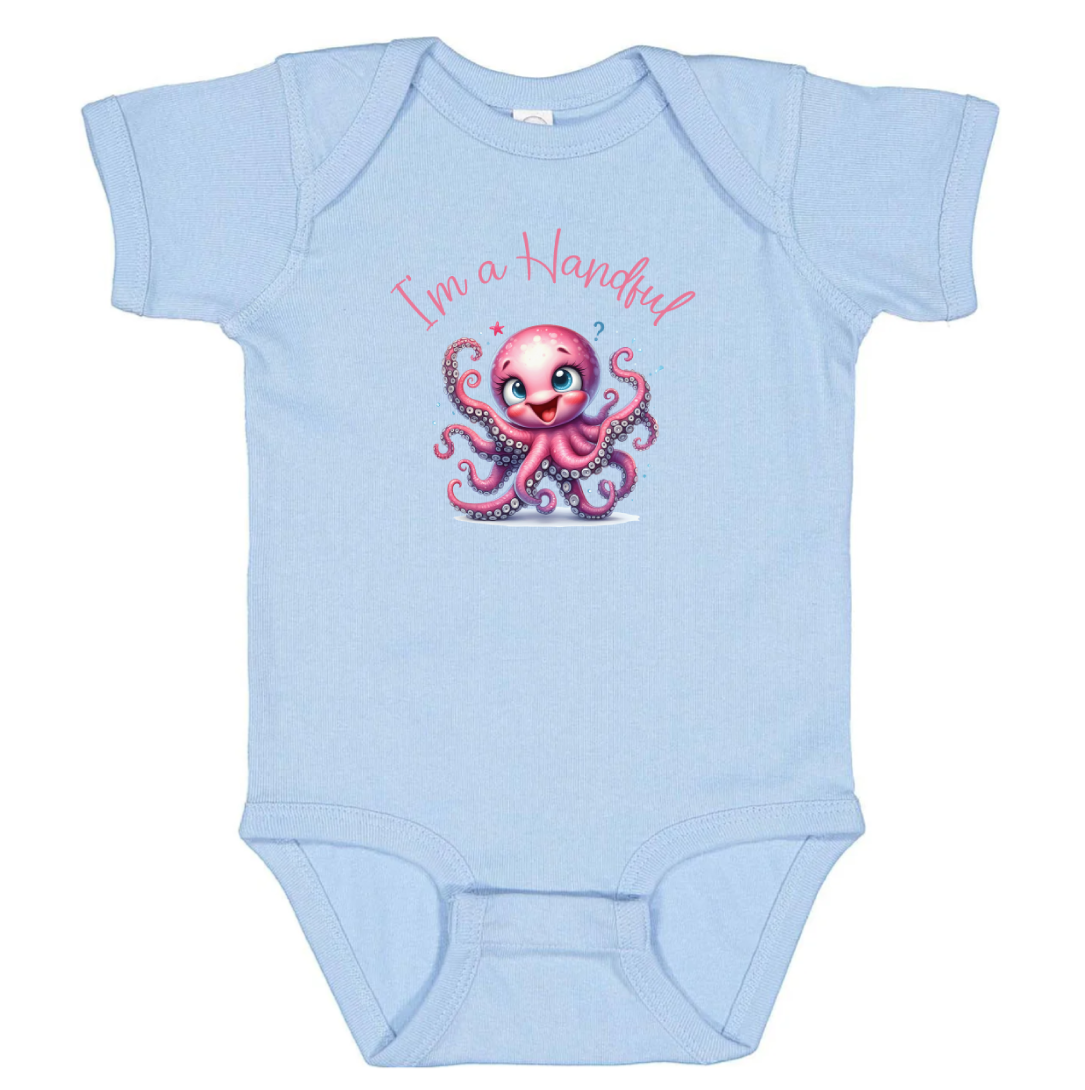 I'm a Handful Infant Bodysuit Cute Octopus Design NB-24 Months Rabbit Skins