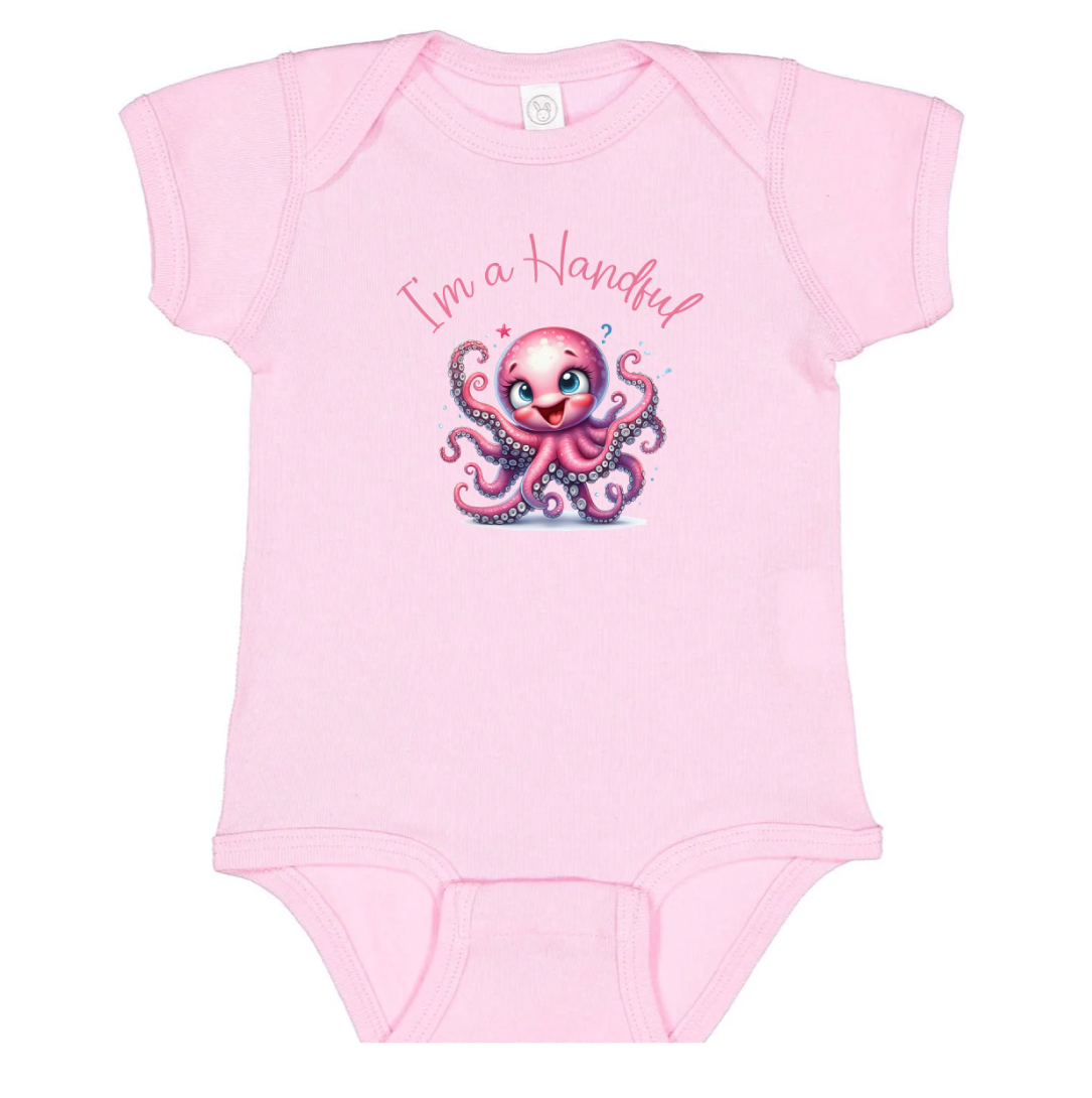 I'm a Handful Infant Bodysuit Cute Octopus Design NB-24 Months Rabbit Skins