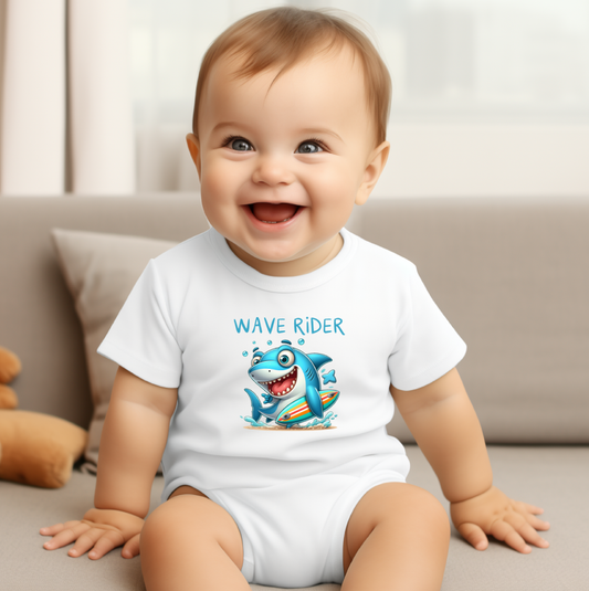 Infant Bodysuit - Wave Rider - Funny Shark Sublimation Art - NB-24 Months