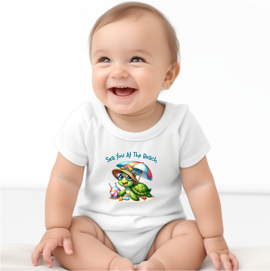 Sea You At The Beach  Infant Bodysuit with Cute Turtle Rabbit Skins