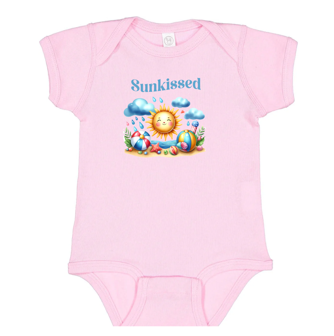 Sunkissed Infant Bodysuit with Cute Sun and Beach Theme- NB-24 Months