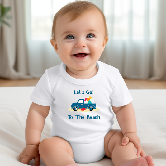 Infant Bodysuit - Let's Go! To The Beach - Cute Truck Graphics - NB-24 Months