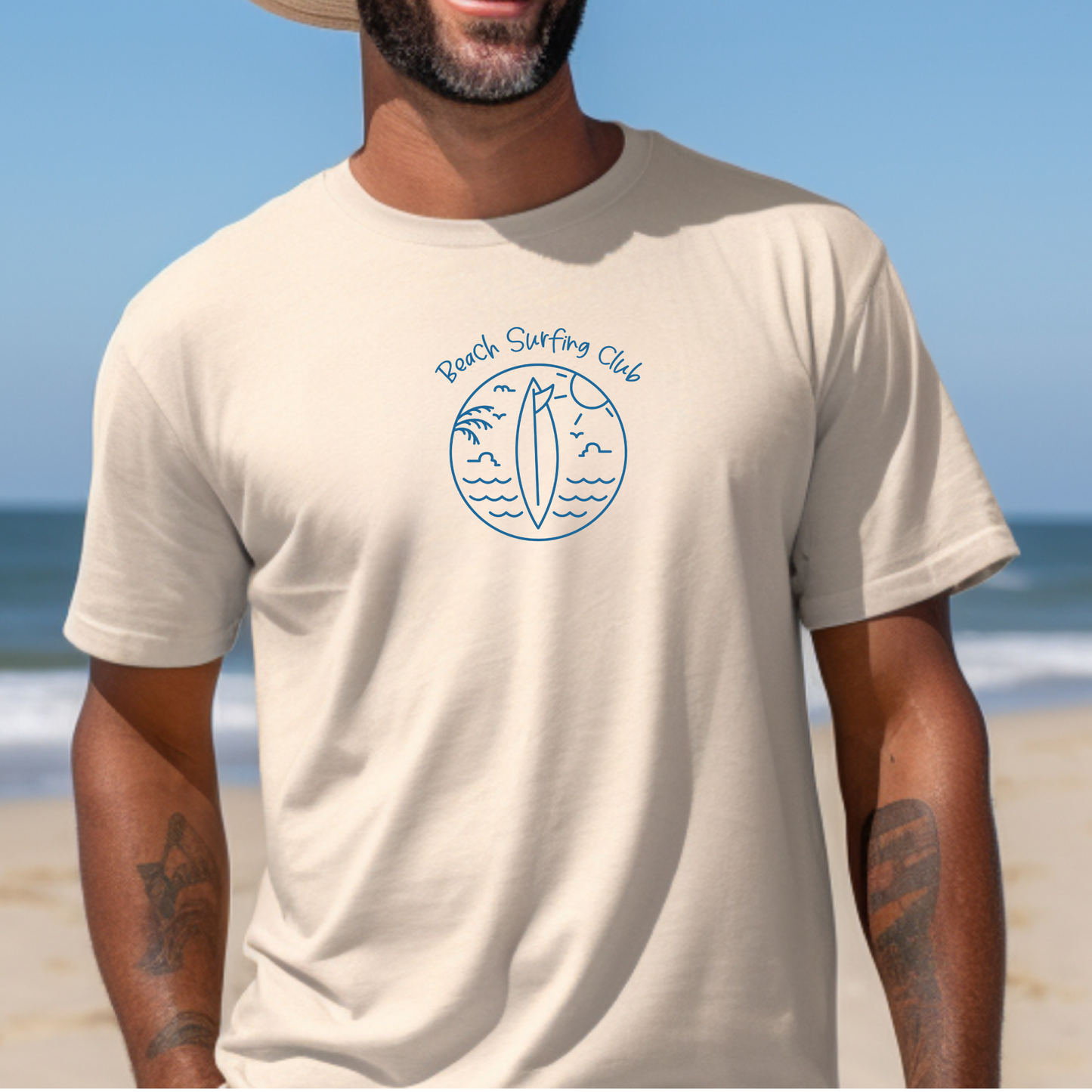 Beach Surfing Club t-shirt - minimalist surfboard t-shirt - Gildan surf tee