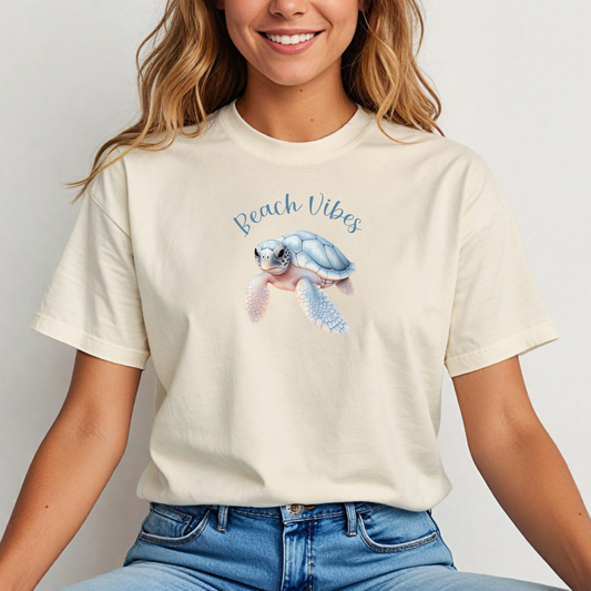 Beach vibes t-shirt - pastel sea turtle t-shirt - Gildan beach tee