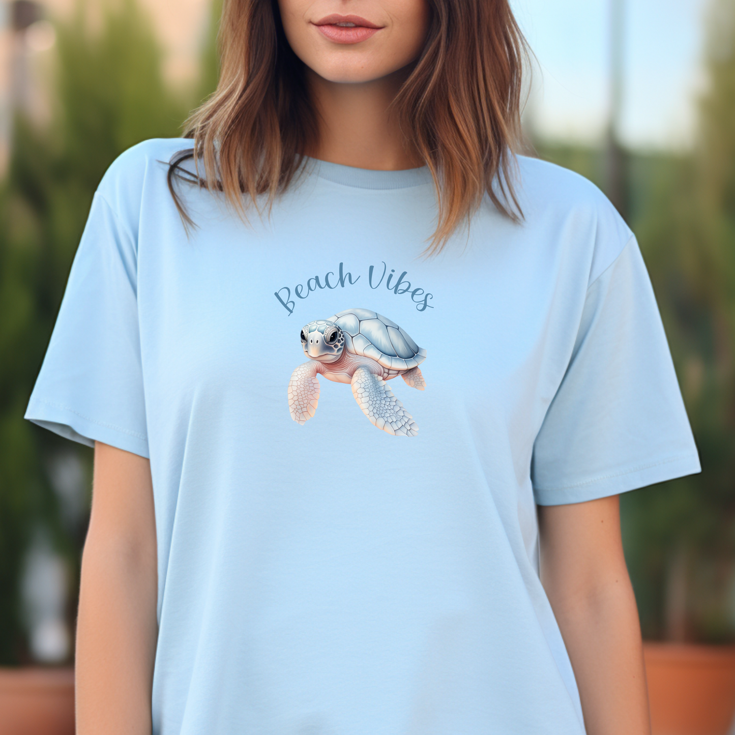 Beach vibes t-shirt - pastel sea turtle t-shirt - Gildan beach tee