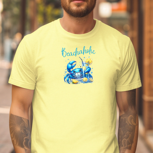 Beachaholic t-shirt - cute crab t-shirt - Gildan beach tee - lemonade graphic t-shirt